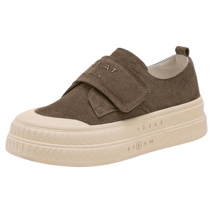 星期六2026春秋季新款魔术贴厚底增高平底板鞋女百搭休闲鞋一脚蹬