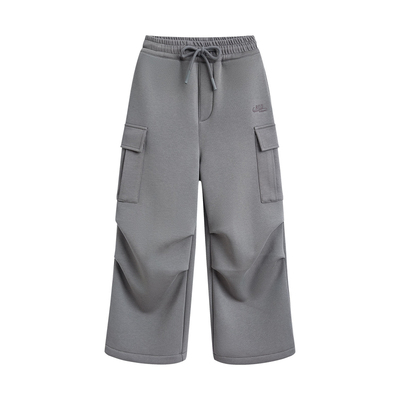 redcopper2025秋冬新款儿童保暖加绒不规则捏褶阔腿长裤休闲裤