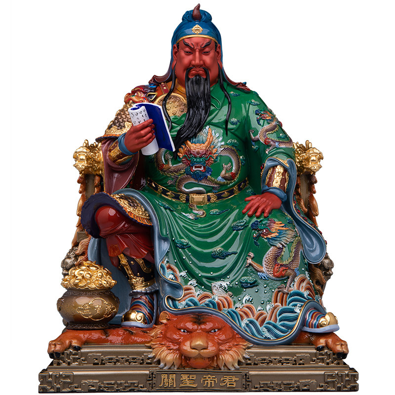 黄铜贴金关公武财神桌面摆件