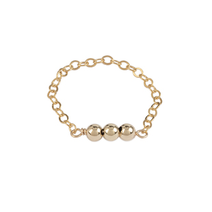 回馈 可水洗！气质小金珠14K包金链条戒指环时尚叠戴尾戒时尚ins