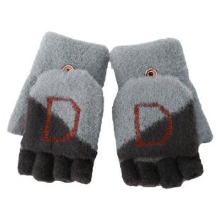 仿羊绒半指手套男士冬天保暖加绒针织毛线露指学生写字骑行秋冬季