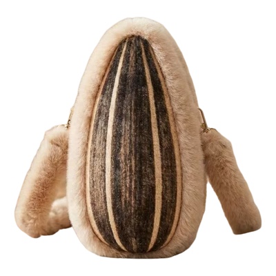 DSYQCYP新款可爱毛绒巨型瓜子斜挎包个性创意包秋冬保暖时尚包包