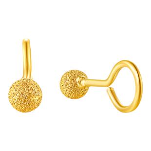 【热销】诗普琳 计价足金黄金耳钉 女款磨砂时尚耳饰 送女友礼物