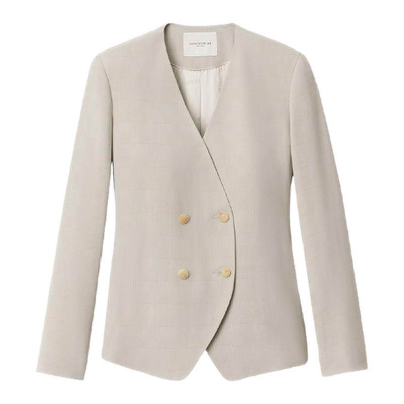 【26春夏新款】LAFAYETTE148/拉飞逸方格提花礼服呢不对称西装