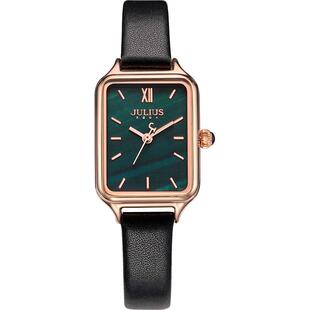 聚利时手表女2026新款复古方形小绿表小众轻奢女士小方表生日礼物