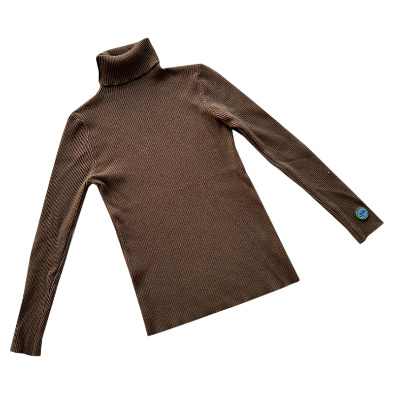 NOPMOB 焦糖棕棕 百搭红蓝绿黑白色修身显瘦高领打底针织衫上衣