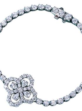 loop花园系列花形钻石手链女手镶