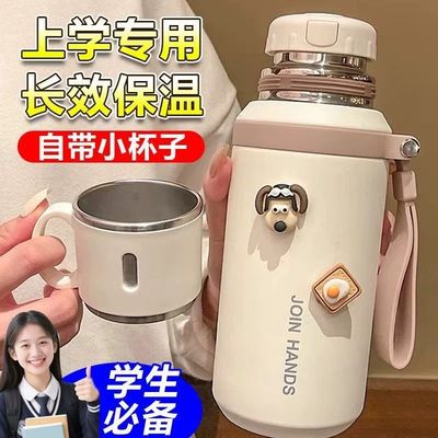 316不锈钢学生保温水杯女生2025新款高颜值上学专用带盖泡茶杯子