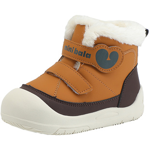 迷你巴拉冬加绒保暖儿童鞋宝宝棉鞋高帮棉靴男童休闲鞋女童学步鞋