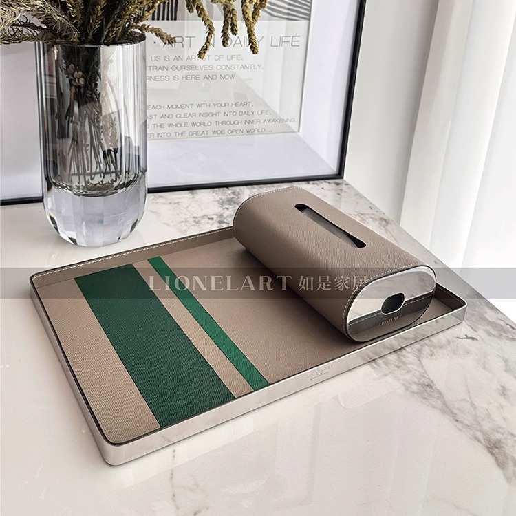 如是收纳托盘极简拼色圆角不锈钢客厅餐桌私宅会所酒店收纳盘