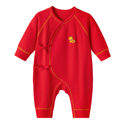 婴儿满月服马年宝宝红色连体衣