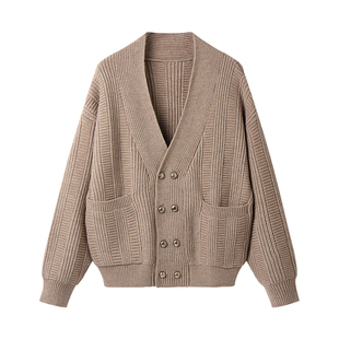 白口阳【伊顿公学】复古通勤英伦金属双排扣老钱风开衫加厚毛衣冬