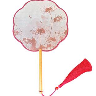 古风圆扇子中国风古典女汉服芒种舞蹈扇半透明长柄团扇异形宫扇子