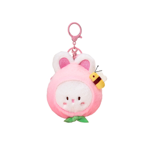 YUYI原创可爱桃你欢心毛绒零钱包挂件钥匙扣小众耳机收纳包包挂饰