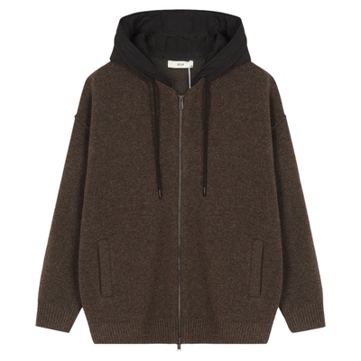 2025冬季带帽羊毛衫拉链休闲简约