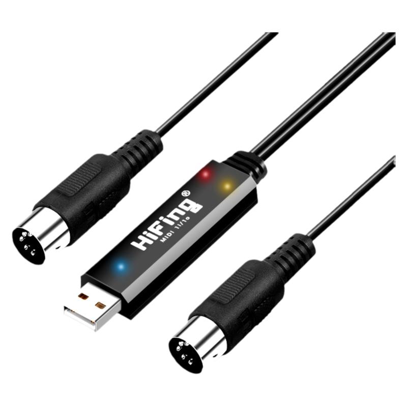 USB转MIDI5针芯连接线苹果适用罗兰电鼓雅马哈电钢琴五针音乐编曲