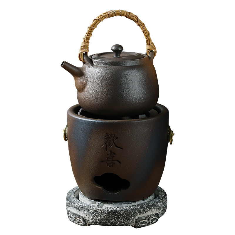 棉小城手编藤条提梁壶炭火炉煮茶