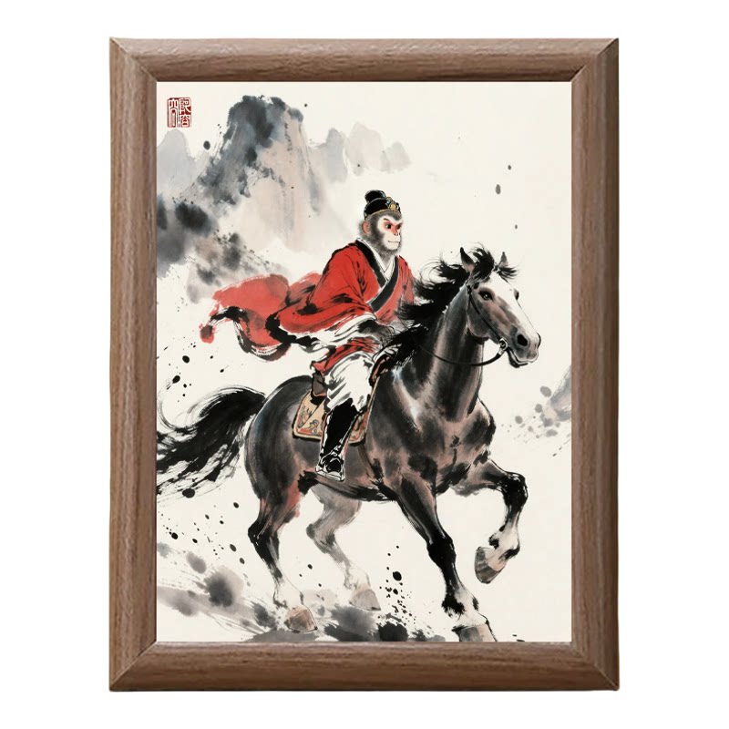 马年马上封侯好寓意木质摆台相框