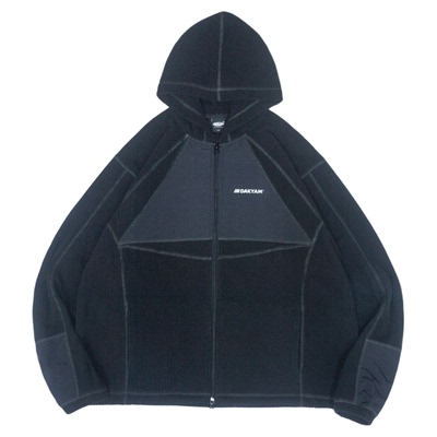 格纹摇粒绒拉链运动夹克