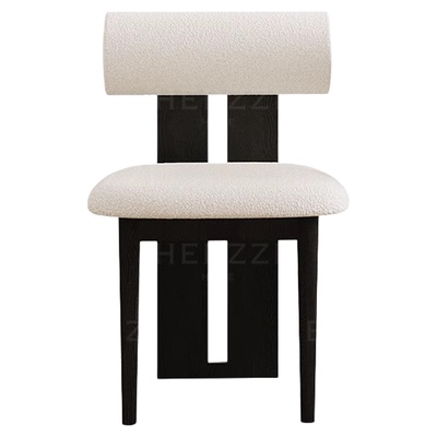 HERZZI白蜡木全实木黑色餐椅中古风胡桃色简约设计师定制梳妆椅子