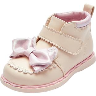巴拉巴拉童鞋女童靴子儿童宝宝小皮靴冬季舒适短靴秋冬蝴蝶结潮流