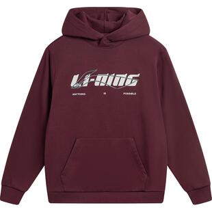 李宁加绒卫衣女冬季新款宽松保暖情侣装黑色上衣帽衫休闲男运动服