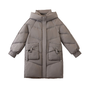 ERAL艾莱依中长款羽绒服女2025新款冬季连帽宽松加厚保暖宽松外套