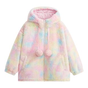 爱法贝秋冬新品女童厚外套中大童保暖棉服儿童洋气外套潮