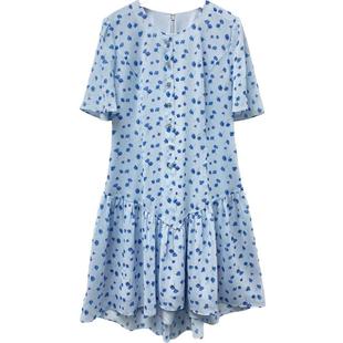 Jessica杰西卡21秋季新浪漫荷叶边不规则裙摆雪纺连衣裙2147