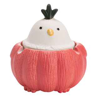 算了【蒜鸟】可爱陶瓷烟灰缸家用茶几带盖个性装饰摆件防风防飞灰