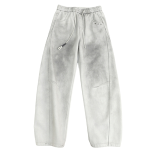 美式弯刀!复古做旧扎染!加绒加厚!男士秋冬水洗弯刀牛仔裤长裤