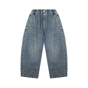 男童白色廓形弯刀裤26春新款儿童牛仔裤子洋气休闲110~175男孩潮