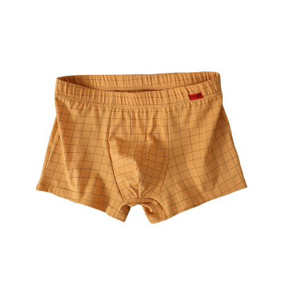 格子男士内裤纯棉中腰潮流四角裤