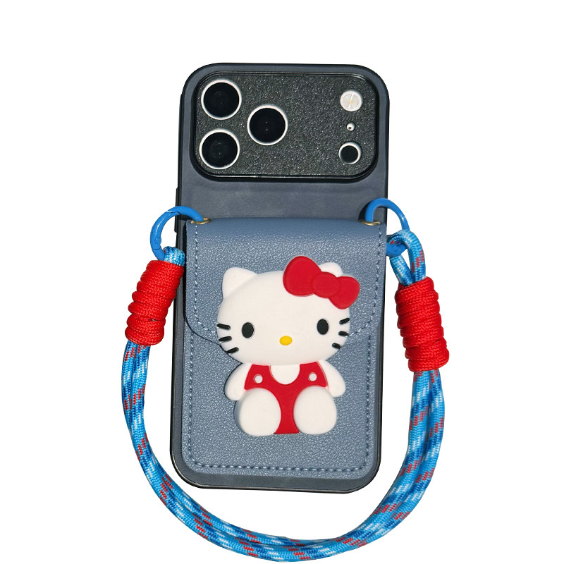 红衣猫牛仔蓝卡包手机壳