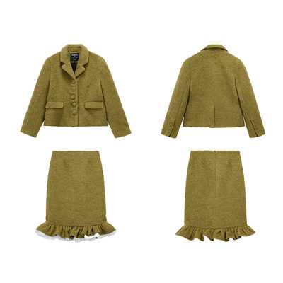 WEINISIAN朱小姐重工定制绵羊毛复古宫廷两件套套装女2025新款