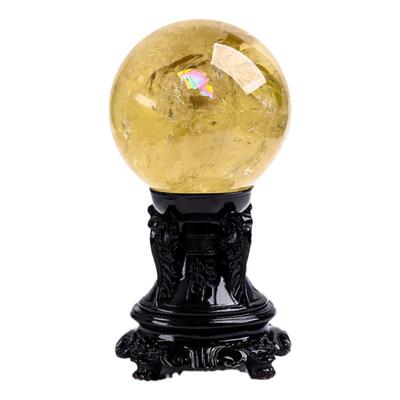 黄色原石黄水晶球天然居家摆件