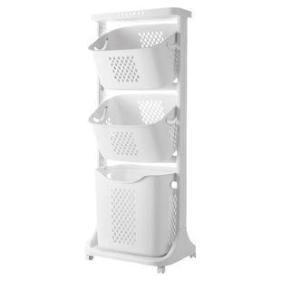 懒角落脏衣篓脏衣篮洗衣服收纳筐置物架双层推车家用可分类区带轮