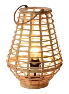 ins复古藤编风灯烛台装饰摆件