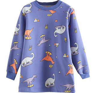 儿童单件保暖内衣加绒加厚男童女童中大童秋冬中领带绒上衣睡衣