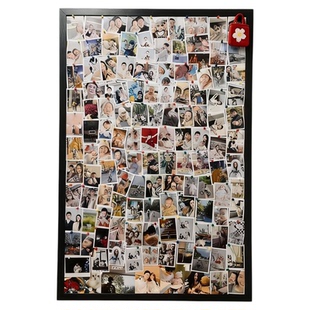 齐富磁吸黑板照片墙贴装饰画框挂墙组合成画黑白相间客厅卧室墙面装饰实木框磁性黑板儿童家用可擦写展示板