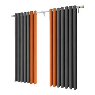 罗马杆窗帘一整套房间卧室遮光温馨飘窗帘短帘带杆全套免打孔安装