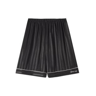 冰丝绸男士睡裤短裤夏季家居裤夏天黑色居家裤大裤衩遛弯裤男款夏