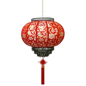 元旦装饰大红灯笼新年布置挂饰灯笼 PVC塑料日式户外圆形福字灯笼