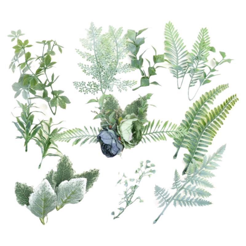 仿真绿植叶子 diy手工辅料婚庆植物墙手腕花装饰胸花草帽花配件