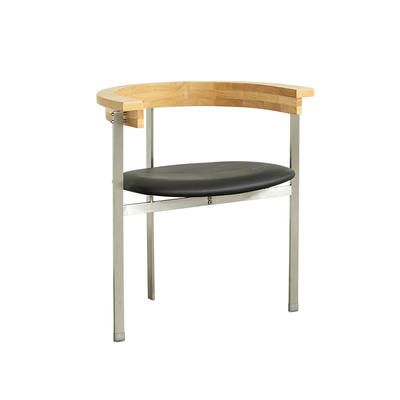 包豪斯风扶手餐椅设计师创意中古不锈钢实木椅复刻版PK11 chair