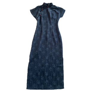 页尾诗旗袍新中式改良年轻款2025新款文艺夏季少女蓝色民国风气质