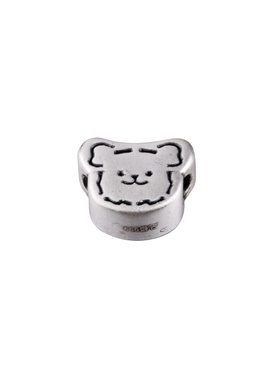 卡通线条狗隔珠可爱动物狗散珠3D硬银纯银饰品串珠手链足银配件