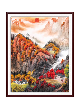 竖版老板办公室背景画挂画玄关画