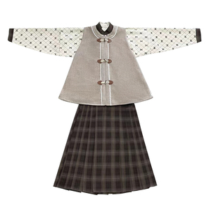 毛呢灯芯绒短衫比甲三件套汉服女