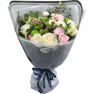 混搭紫色玫瑰花束订花店生日鲜花速递同城配送花北京送花毕业季